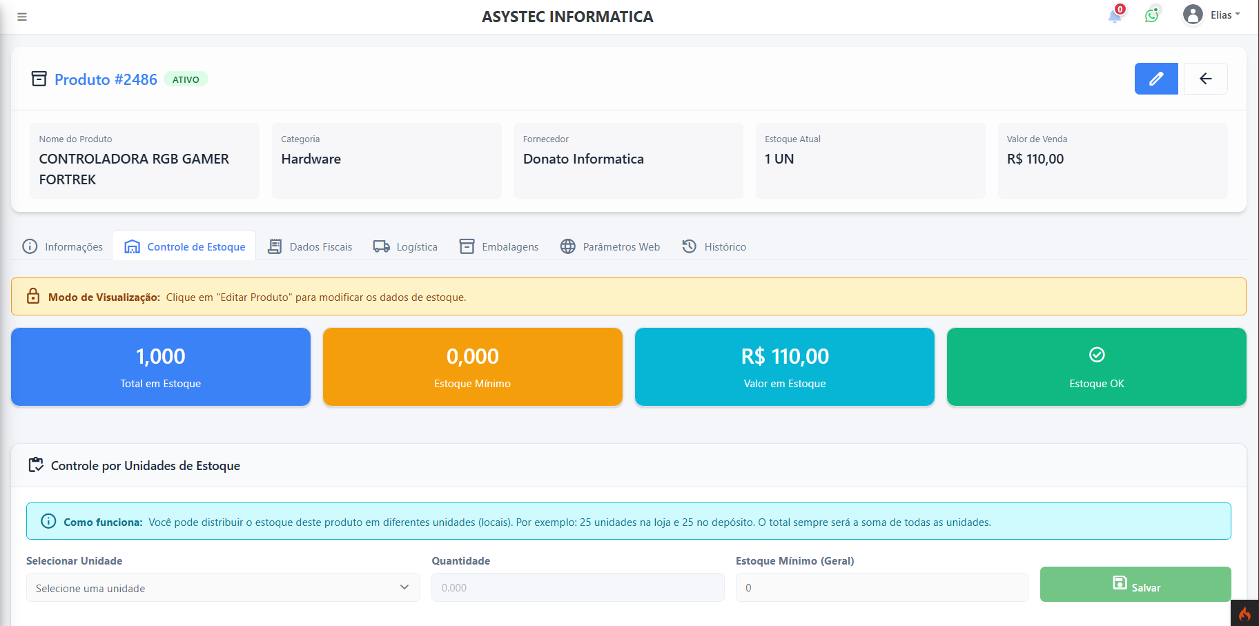 Controle de Estoque Asystec Gestão